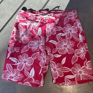 Floral Burt Red Board Shorts